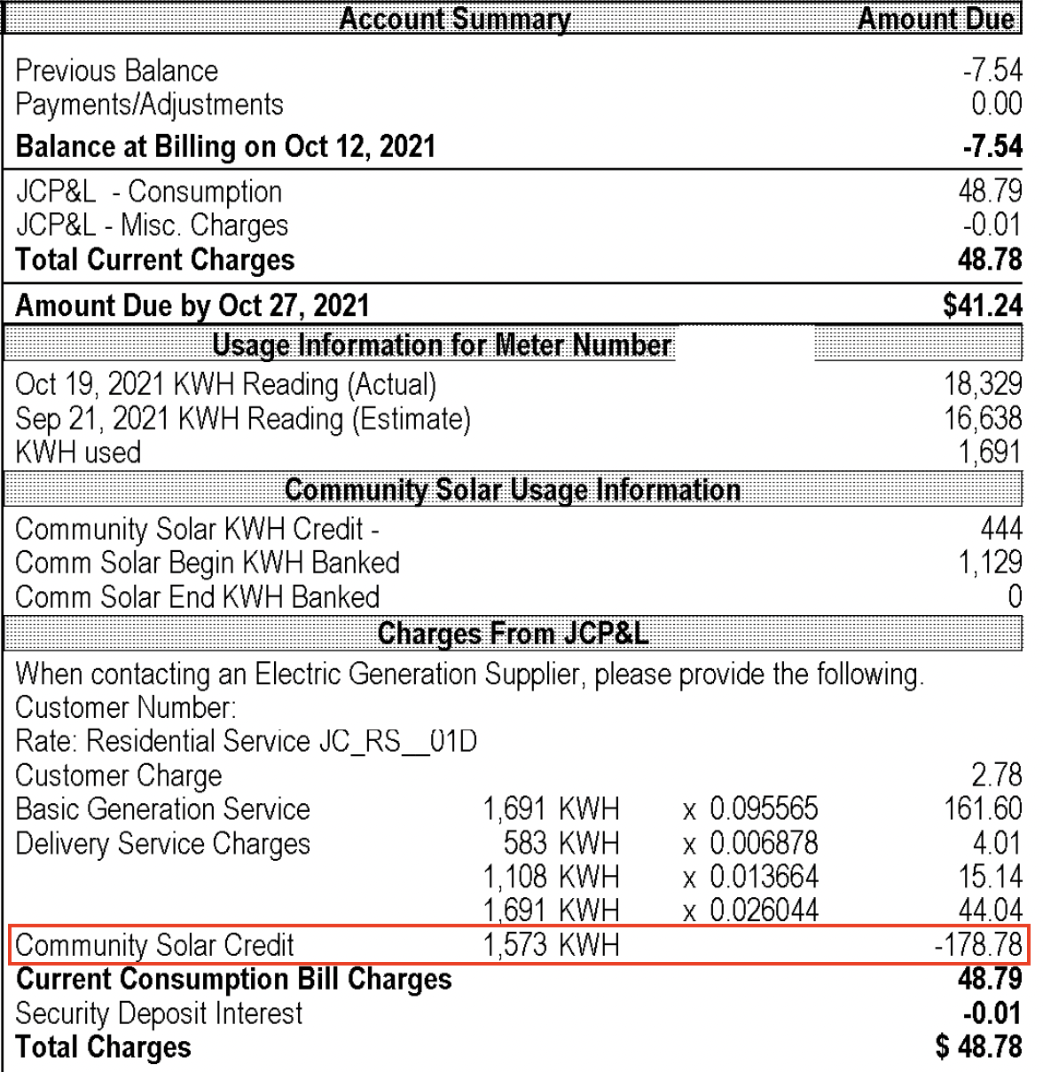 JCP&L Sample Bill (Billing Section with Credits).png